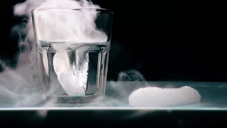 Pellets of dry ice sublimating